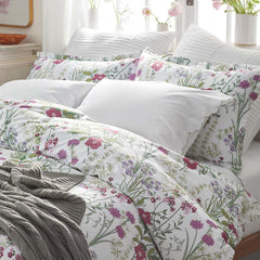Bloom Meadow Classic Smooth Sateen Flat Bed Sheet - White Multi, Full