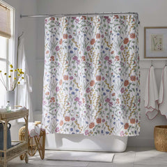 Garden Mirage Classic Cool Cotton Percale Shower Curtain - White Multi