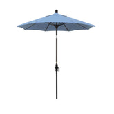 Round Outdoor Patio Umbrella, Fiberglass with Twist Tilt - Bronze Finish, Air Blue, 7.5'