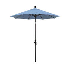 Round Outdoor Patio Umbrella, Fiberglass with Twist Tilt - Bronze Finish, Air Blue, 7.5'