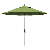Round Outdoor Patio Umbrella, Fiberglass with Twist Tilt - Black Finish, Ginkgo, 9'