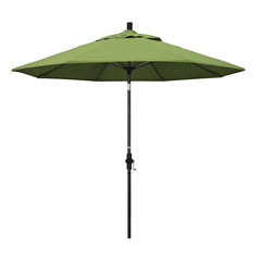 Round Outdoor Patio Umbrella, Fiberglass with Twist Tilt - Black Finish, Ginkgo, 9'