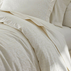 Jacquard Leaf Yarn-Dyed Premium Smooth Supima® Cotton Wrinkle-Free Sateen Pillowcase Set - Ivory, King