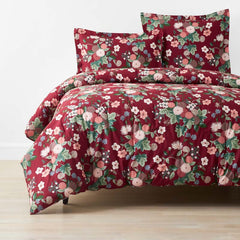 Dahlia Classic Cool Cotton Percale Comforter - Dark Red, Twin/Twin XL