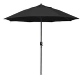 Round Outdoor Patio Umbrella, Aluminum with Auto Tilt Crank - Bronze Finish, Black, 9'