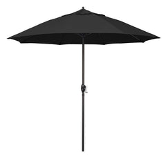 Round Outdoor Patio Umbrella, Aluminum with Auto Tilt Crank - Bronze Finish, Black, 9'