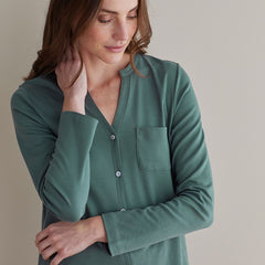 Pima Cotton Women's Button-Down Pajama Set - Green Mist, S