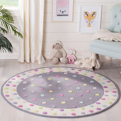 Dotted Stripe Hand Tufted Wool Rug - Gray Multi, 5' x 5' Round