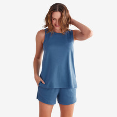 Pima Pajama Short Set - Blue Denim, M