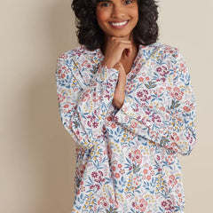 Printed Poplin Women's Nightshirt - Floral Garden, M