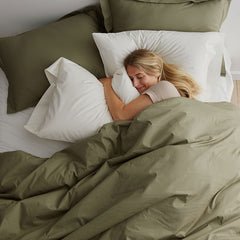Classic Cool Cotton Percale Deep Pocket Flat Bed Sheet - Olive Green, Cal King