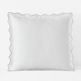 Embroidered Scallop Classic Smooth Sateen Solid Sham - Light Sage, Euro