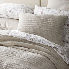 Line Stitch Velvet Quilt - Light Sand, King/Cal. King