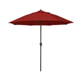 Round Outdoor Patio Umbrella, Aluminum with Auto Tilt Crank - Bronze Finish, Jockey Red, 7.5'