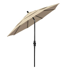 Round Outdoor Patio Umbrella, Fiberglass with Twist Tilt - Black Finish, Antique Beige, 11'