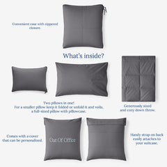 Premium Travel Pillow Throw Set - Pewter