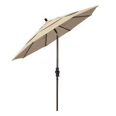 Round Outdoor Patio Umbrella, Fiberglass with Twist Tilt - Bronze Finish, Antique Beige, 11'