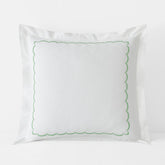 Embroidered Scallop Classic Cool Cotton Percale Sham - Green, Euro
