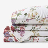 Nature's Bouquet Classic Smooth Sateen Bed Sheet Set - Cream Multi, Queen