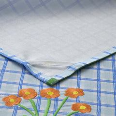 Floral Plaid Kitchen Towel Sets - Blue, Set of 2