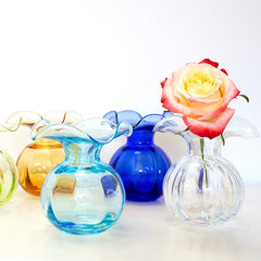 Hibiscus Glass Fluted Vases - Clear, Small