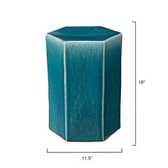 Ceramic Hexagon Side Table - Teal