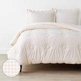 Ditsy Gingham Classic Cool Organic Cotton Percale Comforter Set - Pink, Full/Queen