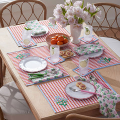 Floral Plaid Reversible Placemats, Set of 4 - Red