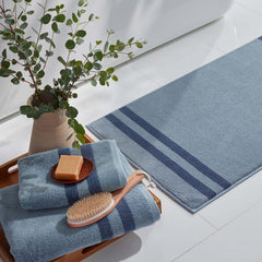 Mirage Aegean Cotton Reversible Stripe Bath Towel - Smoky Blue