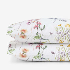 Blooming Garden Classic Smooth Sateen Pillowcase Set - White Multi, Standard