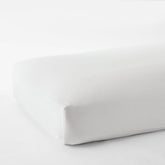 Premium Smooth Organic Cotton Sateen Fitted Bed Sheet - White, Twin XL