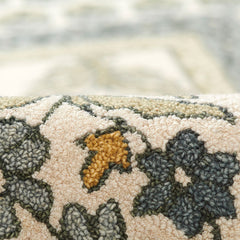 Floral Border Hand Tufted Wool Rug - Green, 5' x 8'