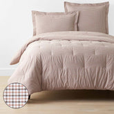 Classic Stripes and Plaids Cool Yarn-Dyed Cotton Percale Comforter - Mini Check Brown, Twin/Twin XL