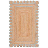 Scallop Border Handwoven Jute Rug - Light Blue, 6' x 9'