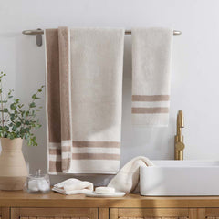 Mirage Aegean Cotton Reversible Stripe Hand Towel - Ecru