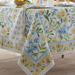 Garden Floral Cotton Tablecloth - Gardenia Mist, 70 in. x 90 in.
