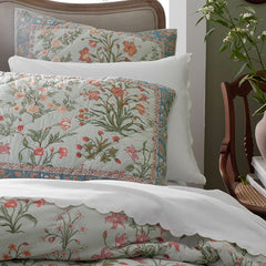 Embroidered Scallop Classic Smooth Sateen Solid Duvet Cover - Ivory, Full/Queen