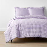 Gingham Classic Cool Organic Cotton Percale Duvet Cover Set - Lilac, Twin/Twin XL
