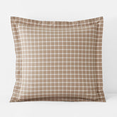 Classic Stripes and Plaids Cool Yarn-Dyed Cotton Percale Sham - Windowpane Taupe, Euro