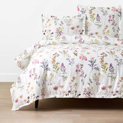 Blooming Garden Classic Smooth Sateen Duvet Cover - White Multi, Full/Queen