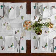 Embroidered Novelty Cocktail Napkins, Set of 4 - Deer
