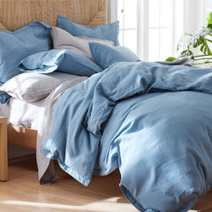 Premium Breathable Relaxed Linen Sham - Shadow Blue, Euro