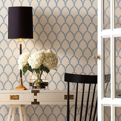 Laurel Traditional Wallpaper - Blue, Swatch