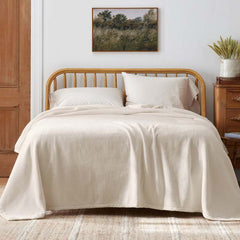 Cotton/Acrylic Fleece Blanket - Ivory, Full/Queen