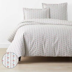 Delphine Classic Cool Cotton Percale Duvet Cover - Ivory Multi, Full/Queen