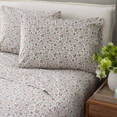 Garden Patch Floral Garment Washed Cotton Percale Bed Sheet Set - Multi, Queen