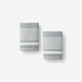 Plush Spa Stripe Washcloths, Set of 2 - Light Seaspray