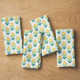 Floral Plaid Napkins, Set of 4 - Yellow