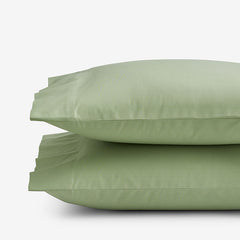 Classic Cool Organic Cotton Percale Solid Pillowcase Set - Moss Green, King
