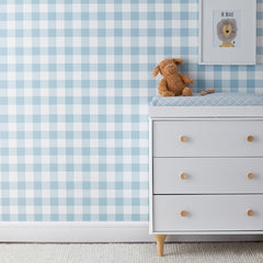 Ditsy Gingham Removable Wallpaper - Blue, Panel